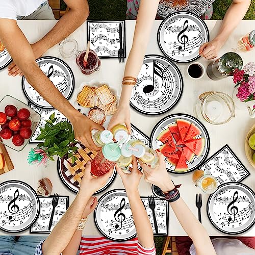 Image of Musical Note Plates Napkins Music Themed Party Tableware Musical Notes Dinnerware Disposable Paper Plates for Baby Shower Music Concert Birthday Karaoke Party Supplies 24 Guests