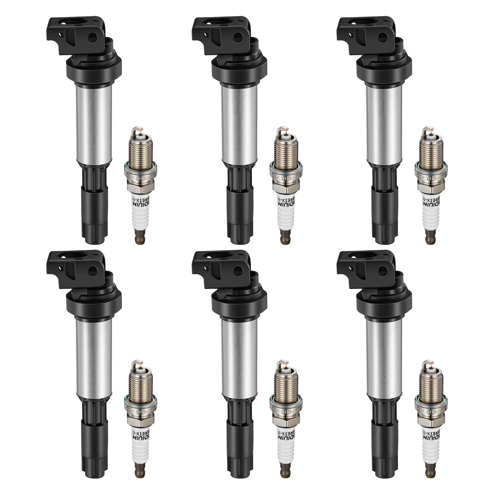 BDFHYK Ignition Coil Pack UF522 and Iridium Spark Plugs 7092 Compatible with BMW 320i 325Ci 325i 325xi 330Ci 330i 330xi 525i 530i 760i 760Li M3 X3 X5 Z3 Z4 2.2L 2.5L 3.0L 3.2L 6.0L L6 V12,Set of 6
