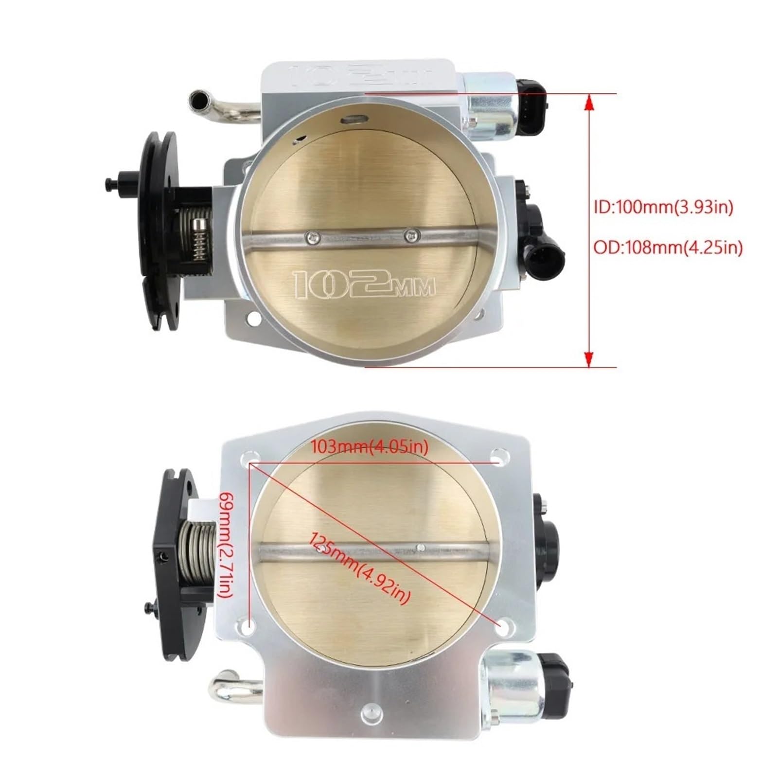 Przepustnica kontroli powietrza Korpus przepustnicy Sliver Billet 102 mm z czujnikiem TPS IAC pasujący do GMC Gen LS1 LS2 LS3 LS6 LSX Przepustnica do samochodu