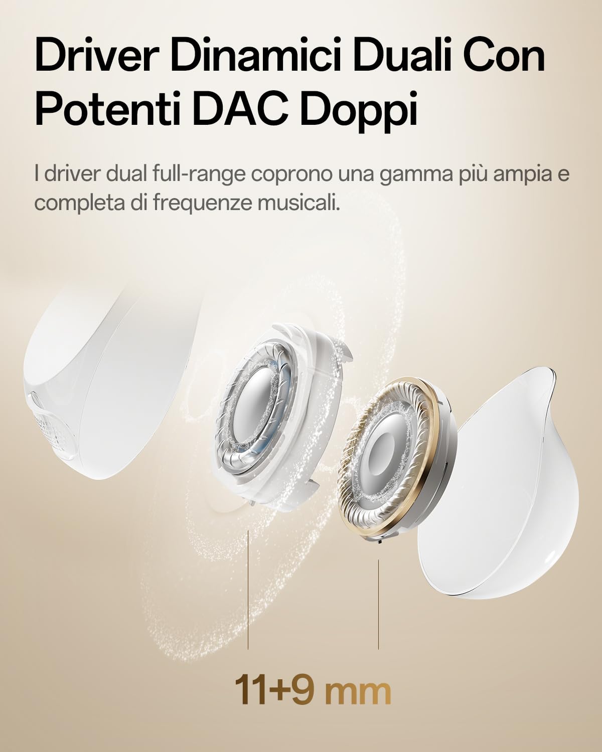 OPPO Enco Clip2 Cuffie Open-Ear, Doppi Driver 11mm+9mm, Bluetooth 6.1 Suono Dynaudio, Comfort EarHug, Audio Hi-Res LHDC 5.0, 40H Autonomia, Chiamate Ossee Nitide, Luminous Gold