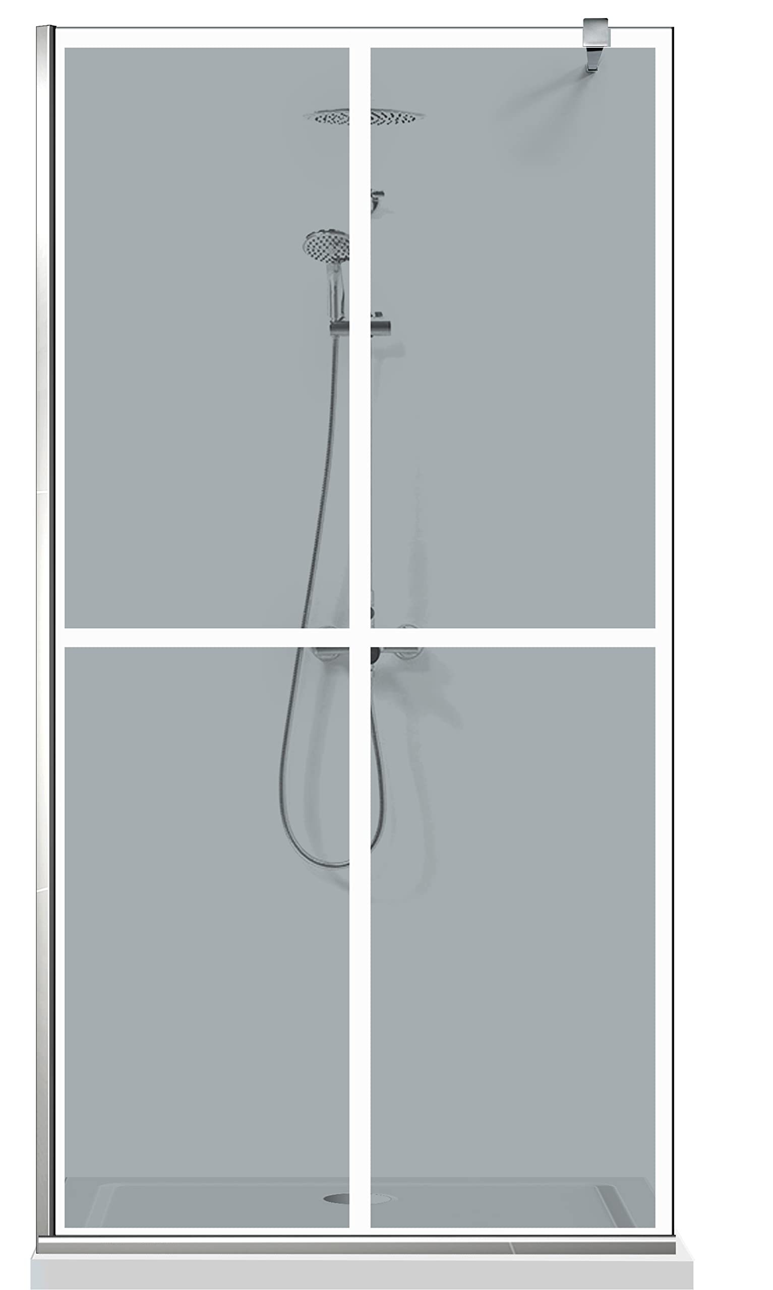 Aqua Roy Modell Weiß Basic 100 cm Leicht zu reinigen Walk in Duschwand Sicherheitsglas Panel 8 mm Duschabtrennung für Wetroom Nano beschichtet sandgestrahltes Muster Edelstahl (1. graues Glas)
