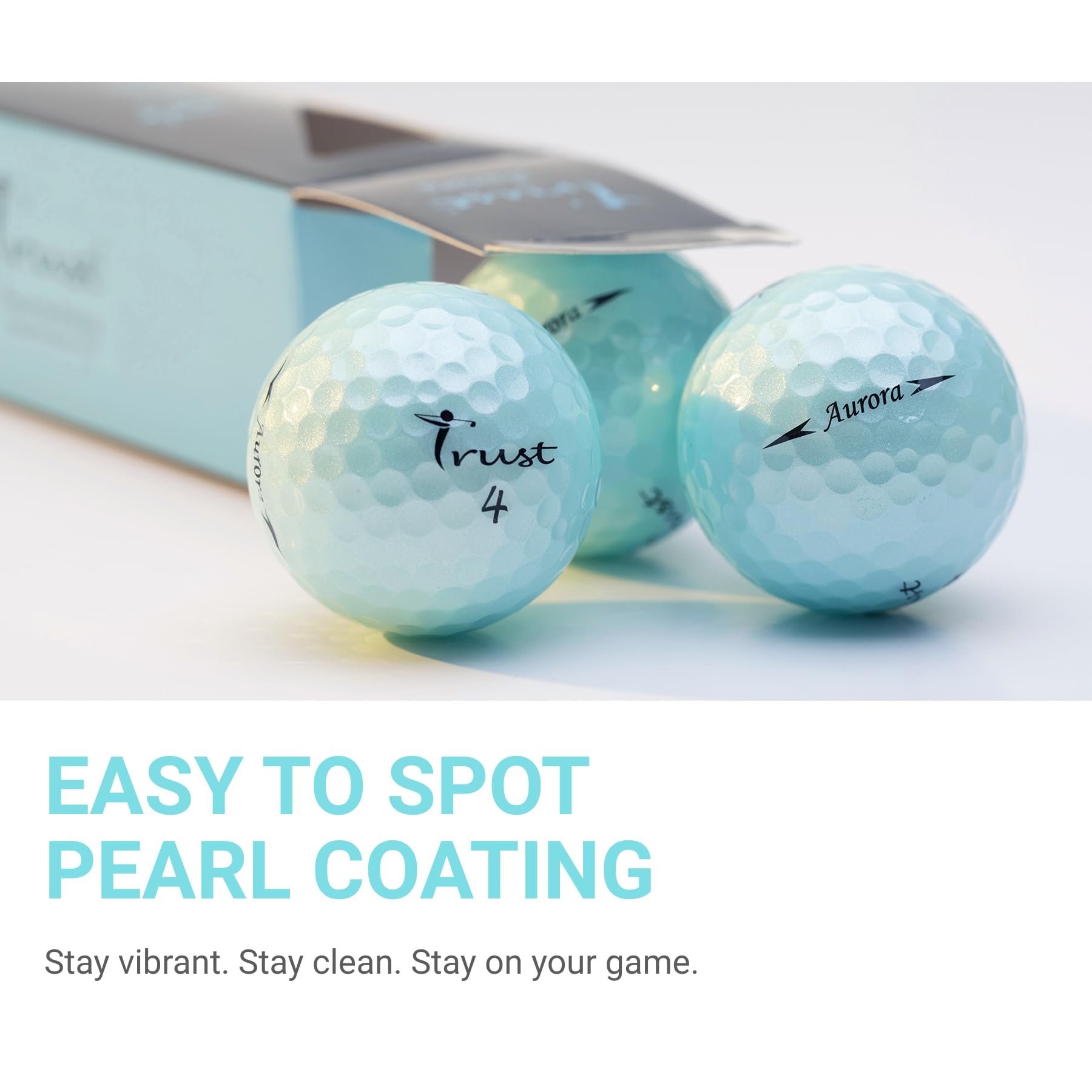 Trust Golfbälle Aurora - Auffällige Golfbälle, Weit und Gerade Fliegend, hohe Flugstabilität und Stoppkraft, Kristall-Urethan, Tour-Qualität, 3-Piece Dynamischer Kern, 12/48 Bälle