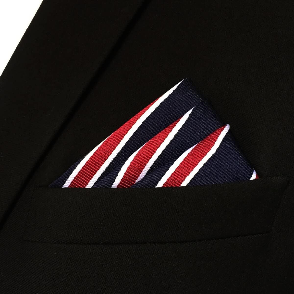 S&W SHLAX&WING Striped Pocket Square for Mens Suit Jacket Blue and Red