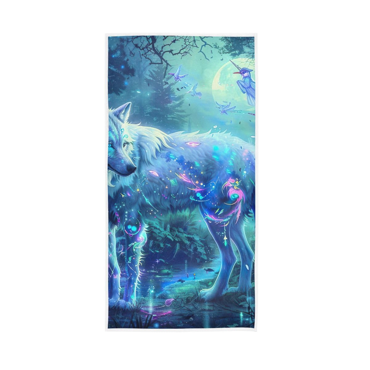 HUYGD Fairy Tales Wolf Birds Hand Towels and Washcloths for Bathroom, Hand Towel for Bathroom, Travel, Camp, Hotel, Spa 15 x 30 Inches