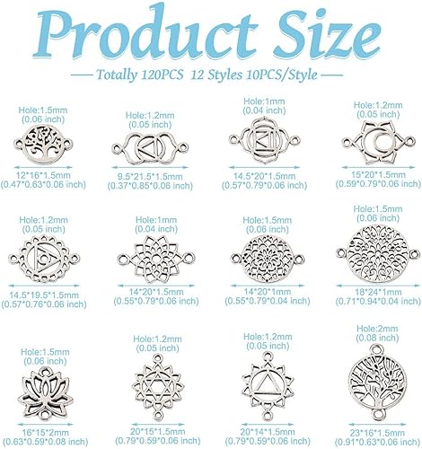 Miniatura 5 de Pandahall - Colgantes de aleación de corazón de estilo tibetano (100 unidades), Plástico Plata, Aleación.