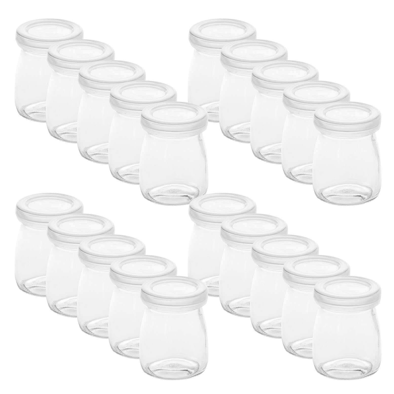 Baluue Lot de 20 Bocaux en Verre avec Couvercle Hermétique 100 Ml – Pots à Pudding Réutilisables Résistants à la Chaleur Verrines pour Yaourt Desserts et Conservation Alimentaire