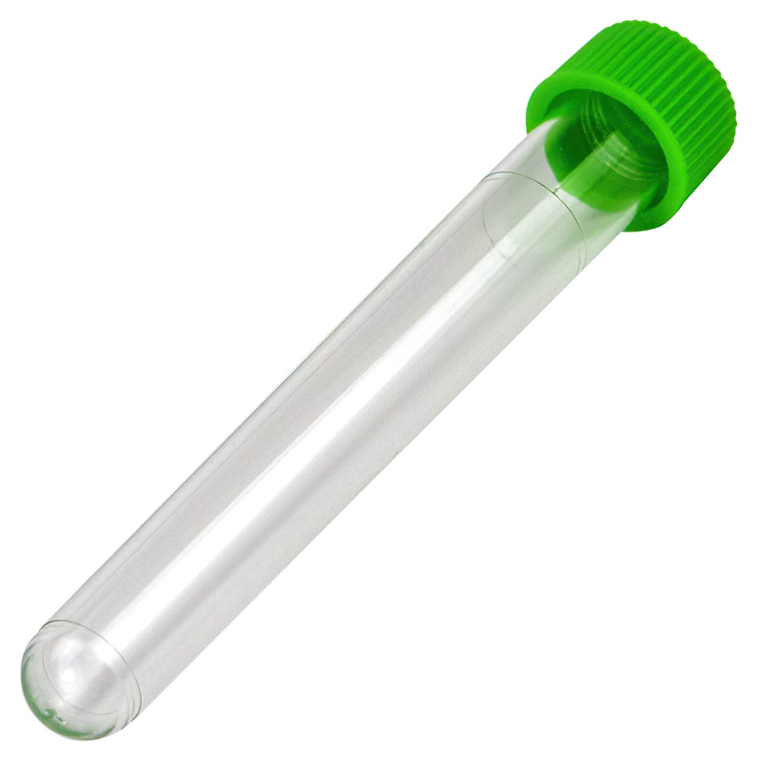 KimLab FDA-2520 25x200mm/73ml Glass Test Tubes Screw Top, Round Bottom, with Black Plastic Cap (Pack of 5)