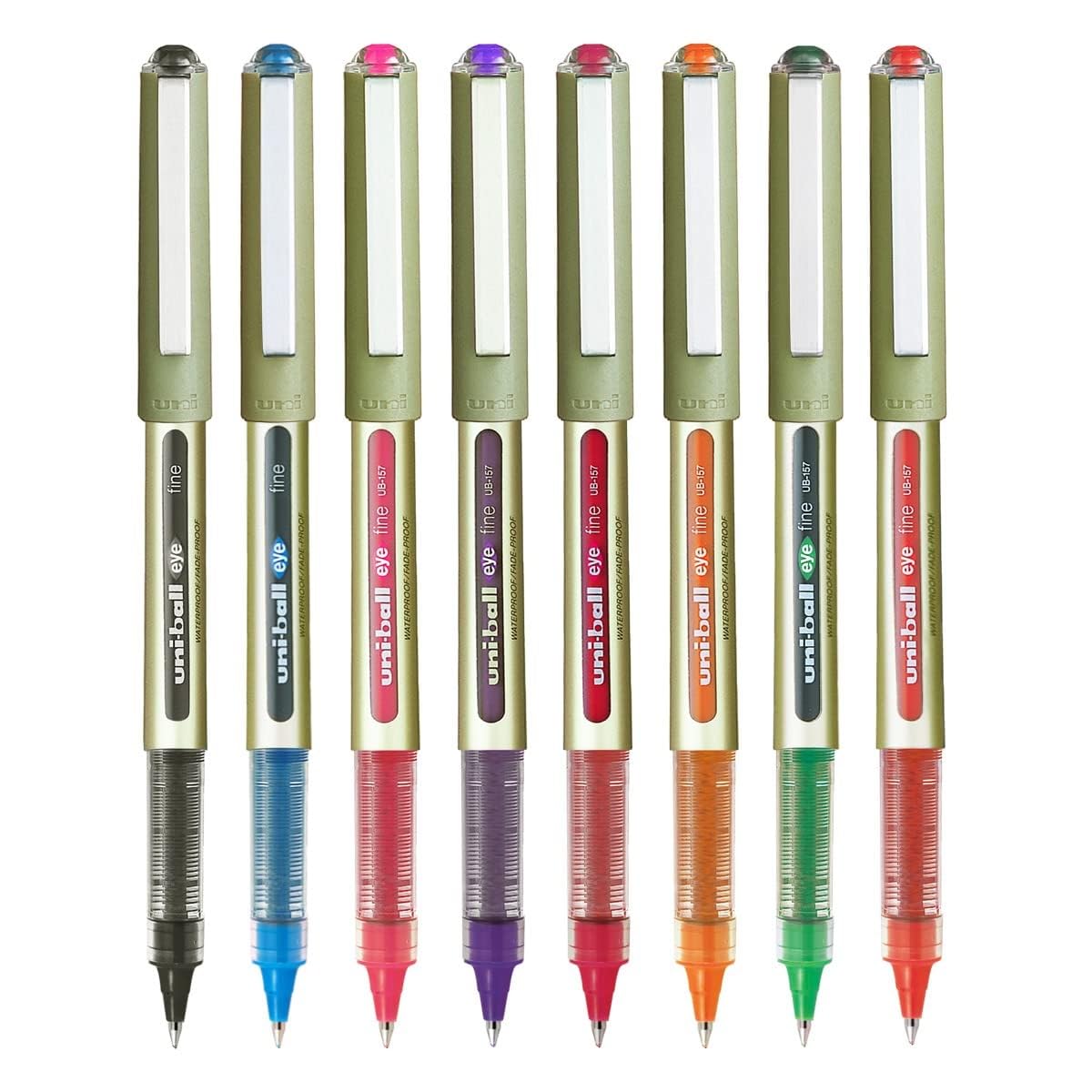 uni-ball Eye UB 157 Roller Pen Wallet (Assorted Color, Pack of 8)