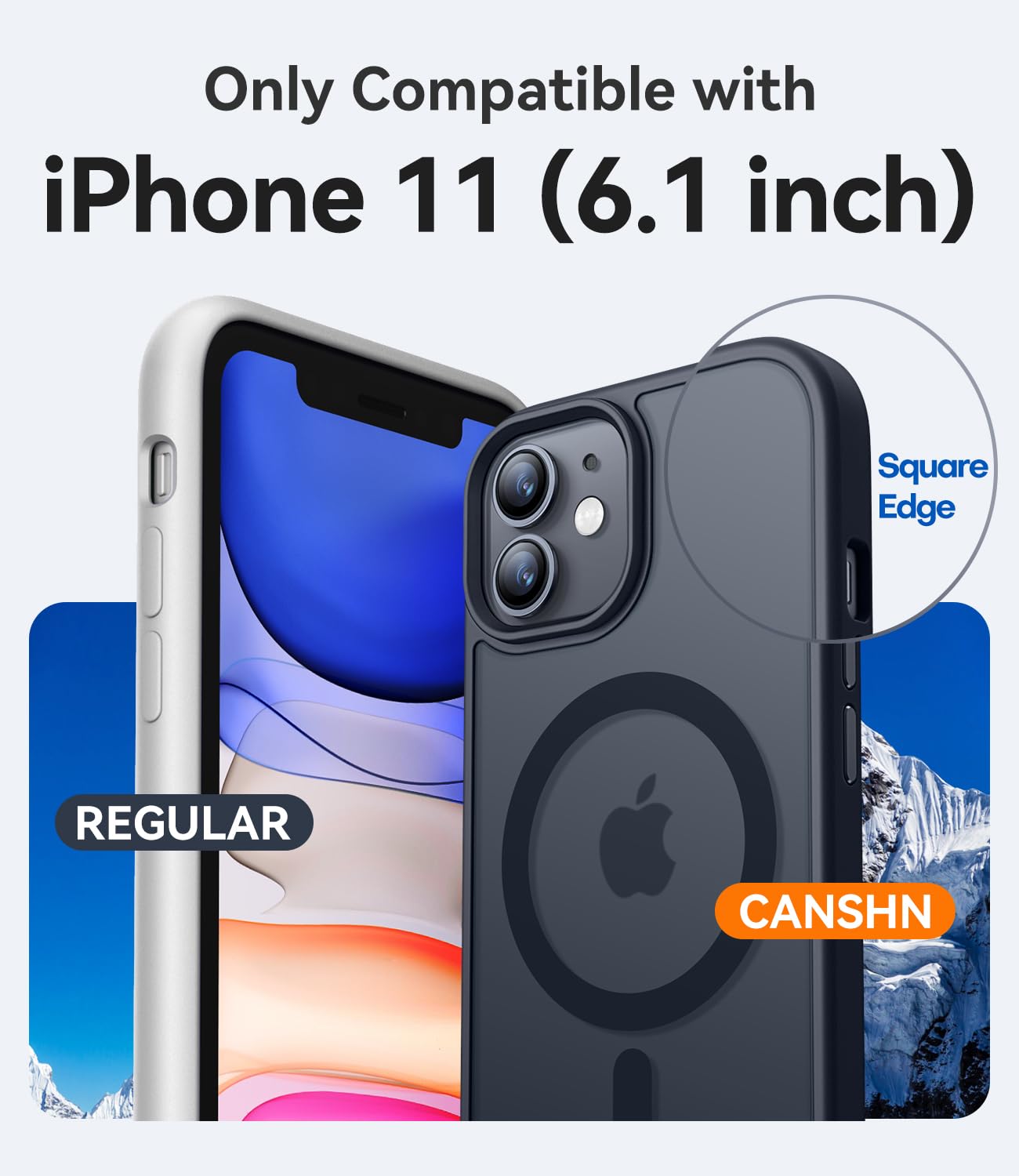 CANSHN Cover Magnetica Opaca per iPhone 11, [Compatibile con MagSafe] Custodia Traslucida Opaca Protettiva Sottile Antiurto 6,1 Pollici - Nero