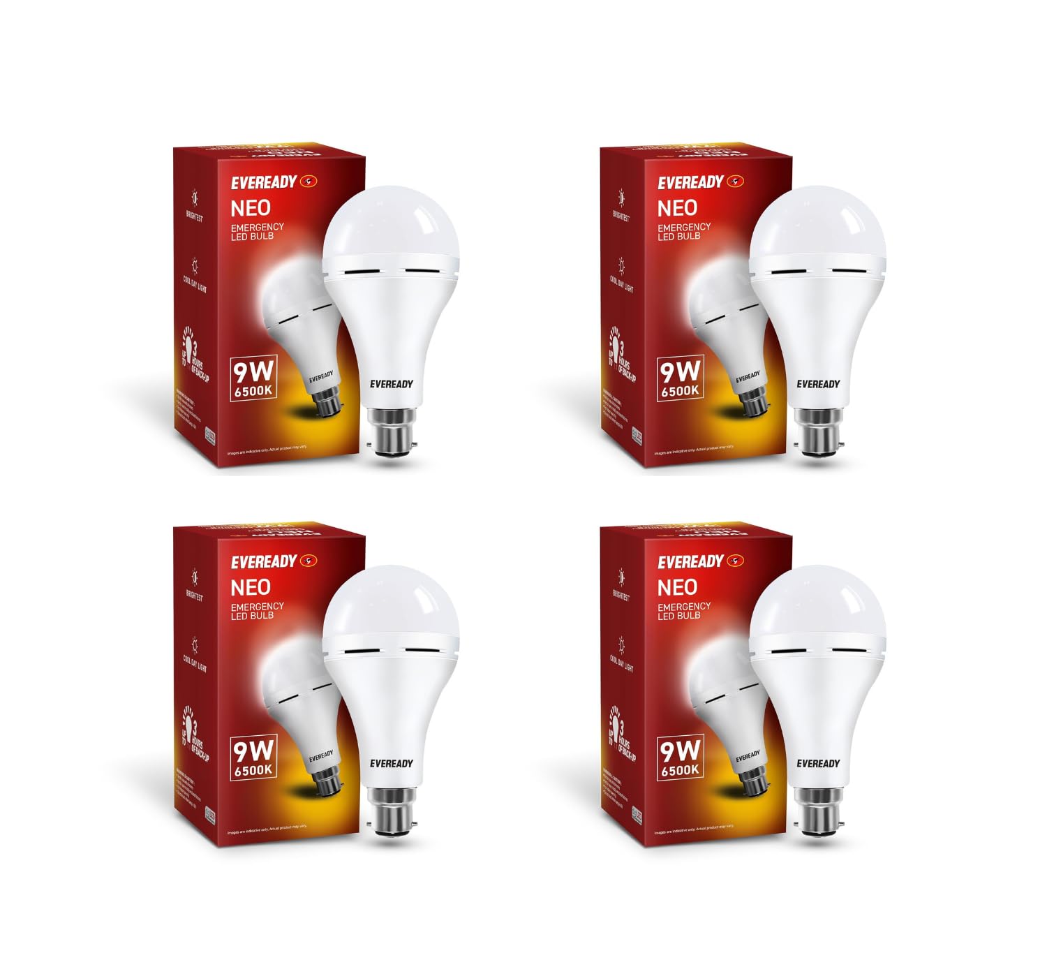 Eveready 9w B22D Emergency Inverter LED Bulb| Cool Day Light (6500K) | Pack of 4 | Energy Efficient| IBMS Technology | Up to 3 Hour Battery Backup | Li-on Battery Inside (B0B8J5546Z) Amazon Price History, Amazon Price Tracker