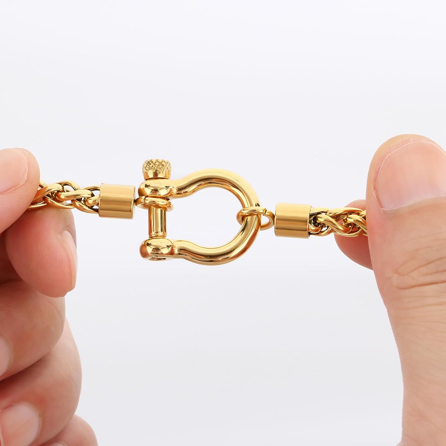 Men Women 316 Stainless Steel Gold Necklace Dragon Bone Chain with Horseshoe Bolt Anchor Clasp 17.91" Jewelry for Men & Women,Unisex - Image 7