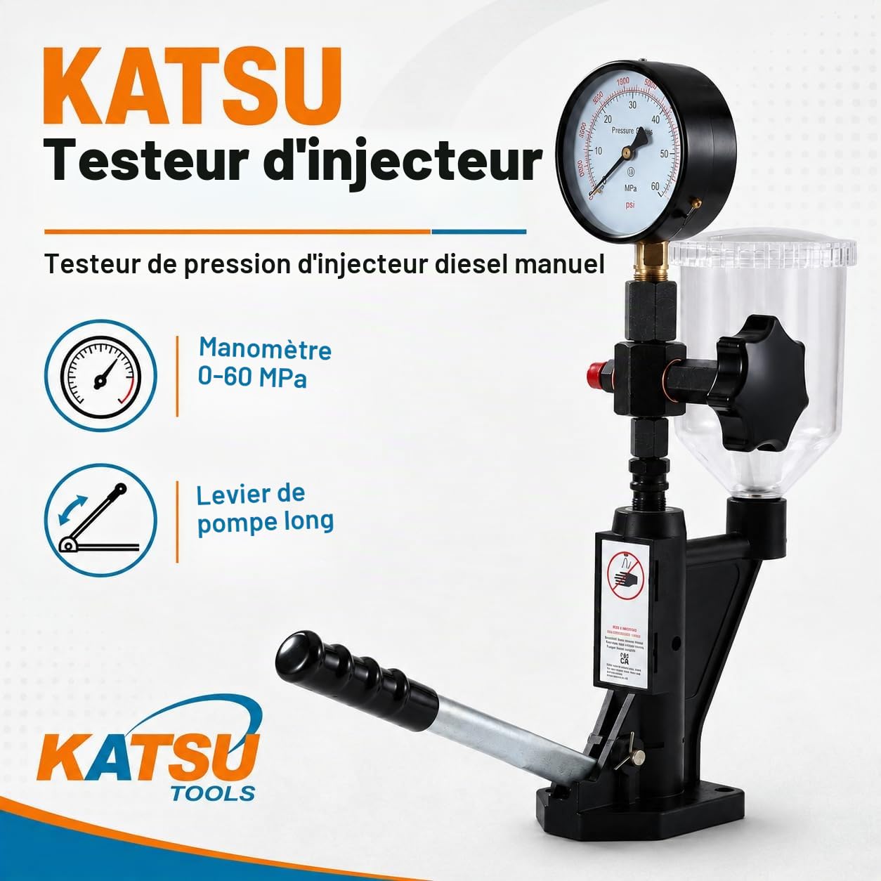 KATSU Testeur de pression buse injecteur moteur diesel réparation tracteur camion voiture 449949