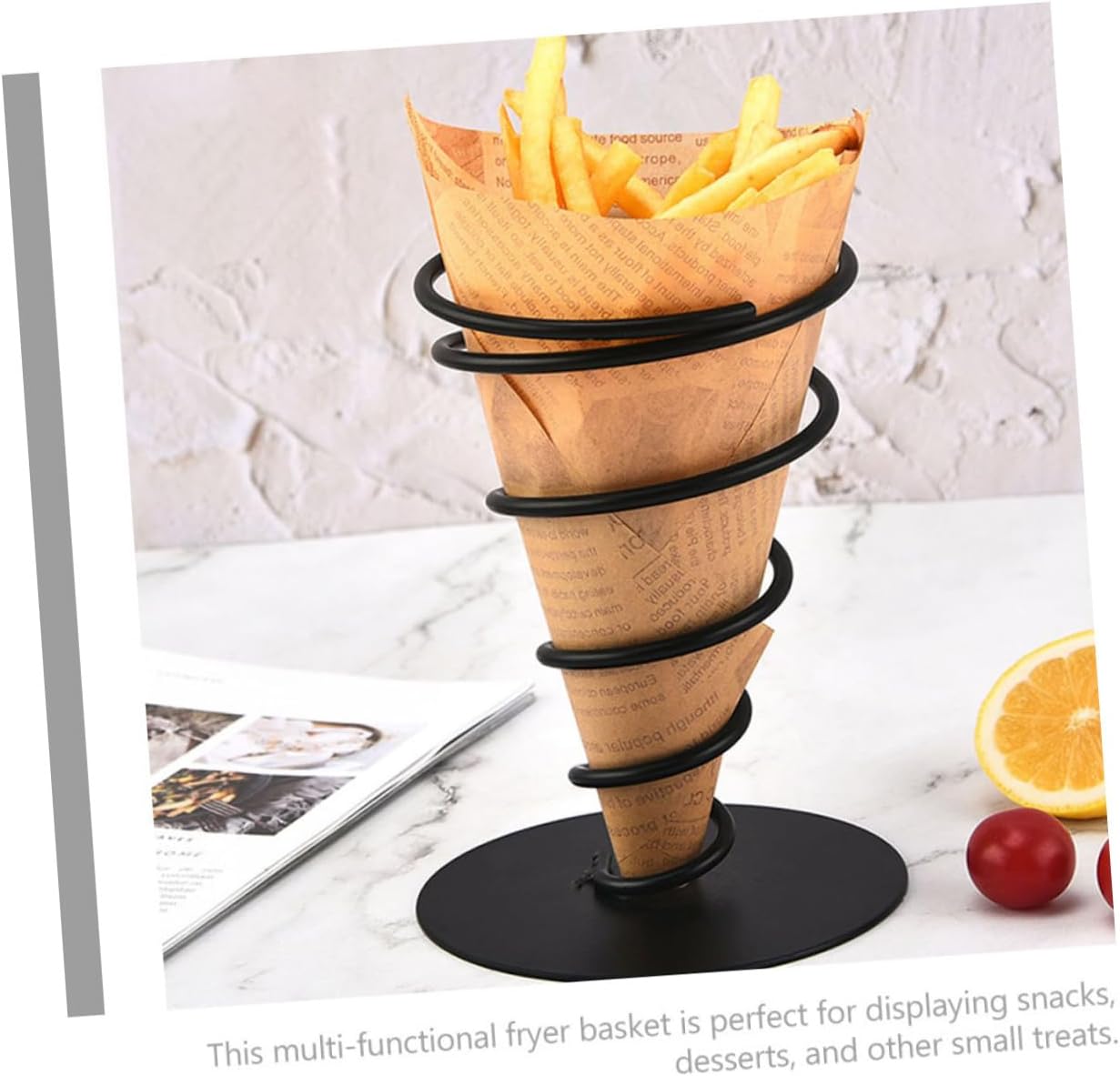 French Fries Holder Snack Stand Modern Design for Appetizers Lightweight Wire Basket for Restaurants Hotels and Catering Events