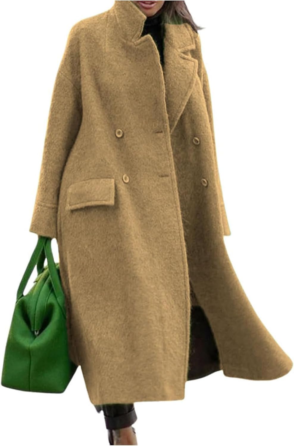Women Oversized Long Winter Coats Warm Wool Blend Pea Trench Coat Overcoat Cardigan Sweaters Fall Fashion Jackets
