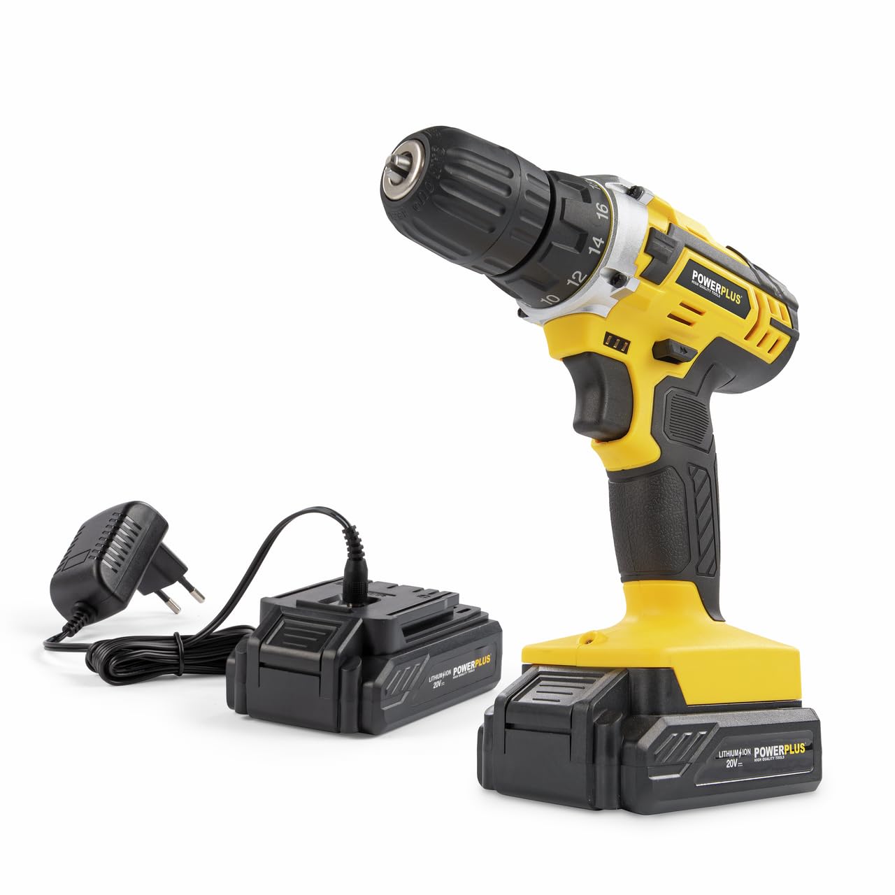 Powerplus POWX00422 - Cacciavite e trapano a batteria da 20 V, con 2 batterie da 1,5 Ah e caricabatterie, per legno, pietra e metallo