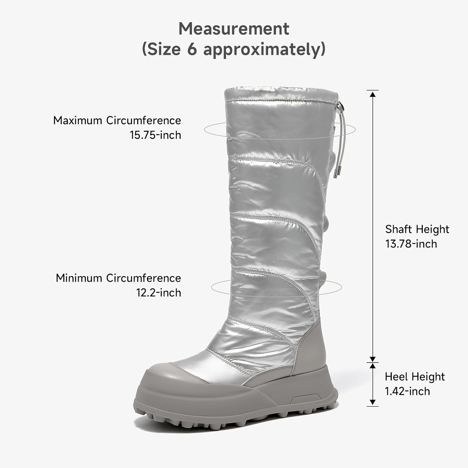 BEAU TODAY Knee High Boots for Women, Leather Womens Snow Boots, Winter Platform Boots Waterproof Warm Tall Shoes - Image 5