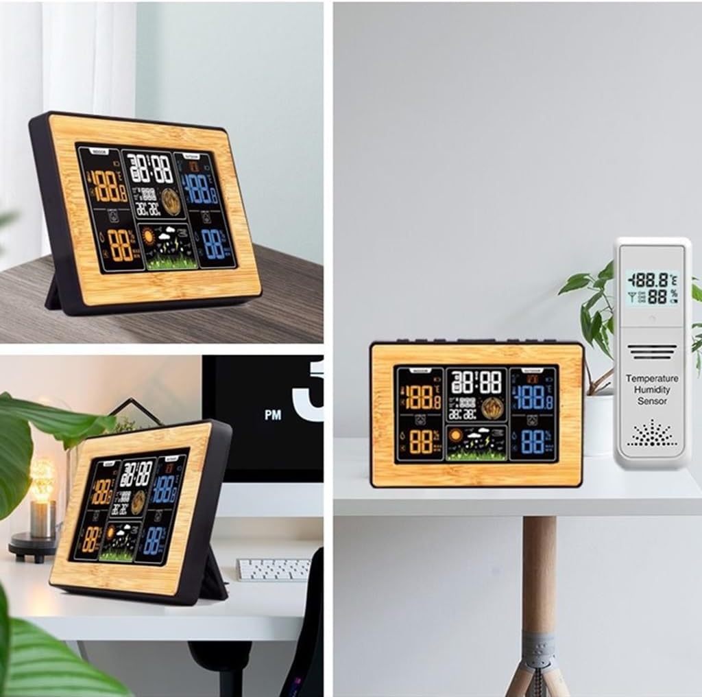 Multi-Function Color Screen Weather Clock Indoor Outdoor Temperature Humidity Meter Forecast