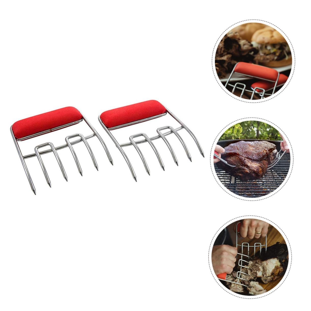 Kisangel 2 Pezzi Separare Carne Inossidabile con Tpr Strumento per Bbq per Sfilacciare Carne e Pulled Pork