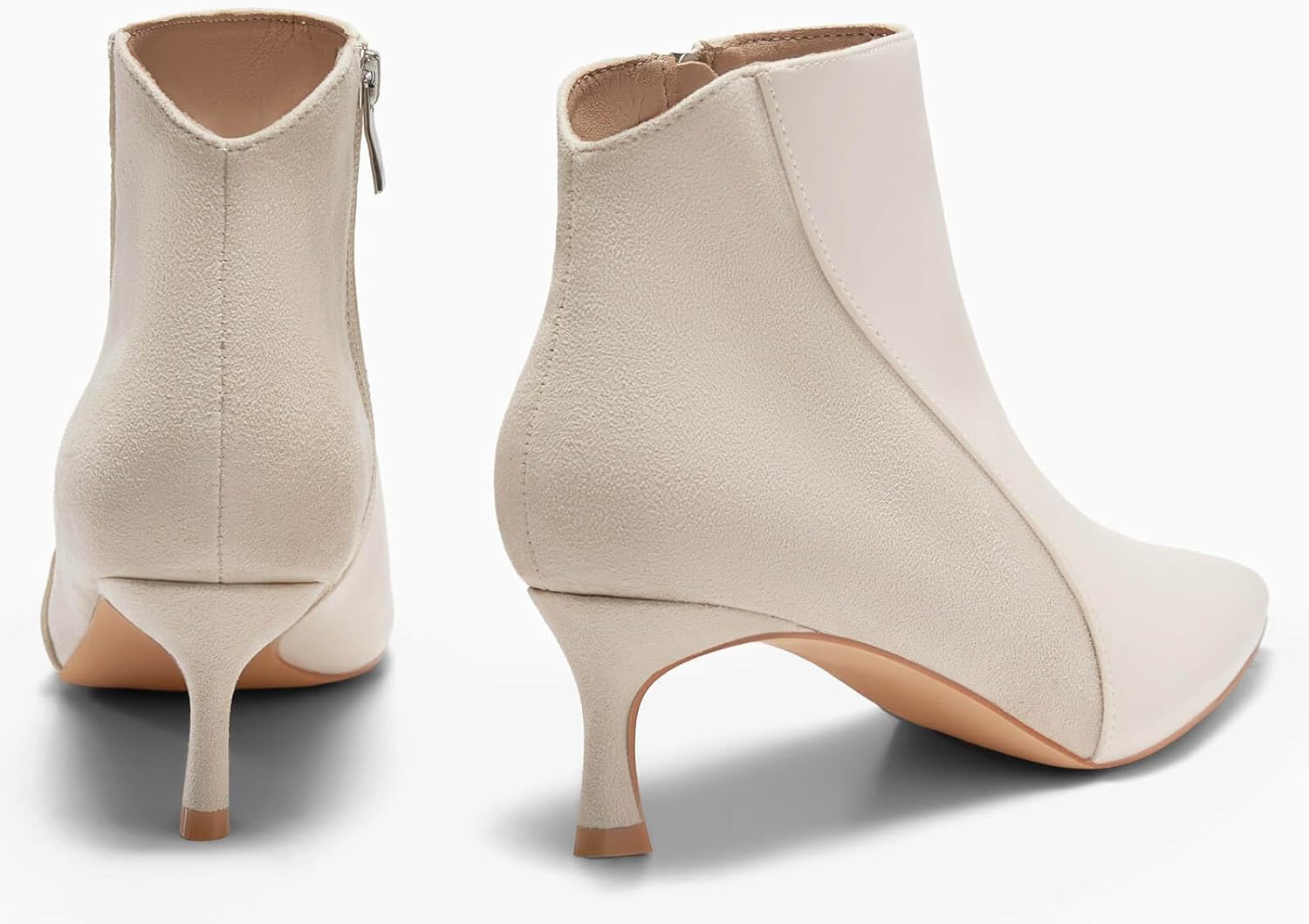 Coutgo Womens Kitten Heel Ankle Boots Pointed Toe Side Zipper Fall Winter Booties Shoes - Image 5