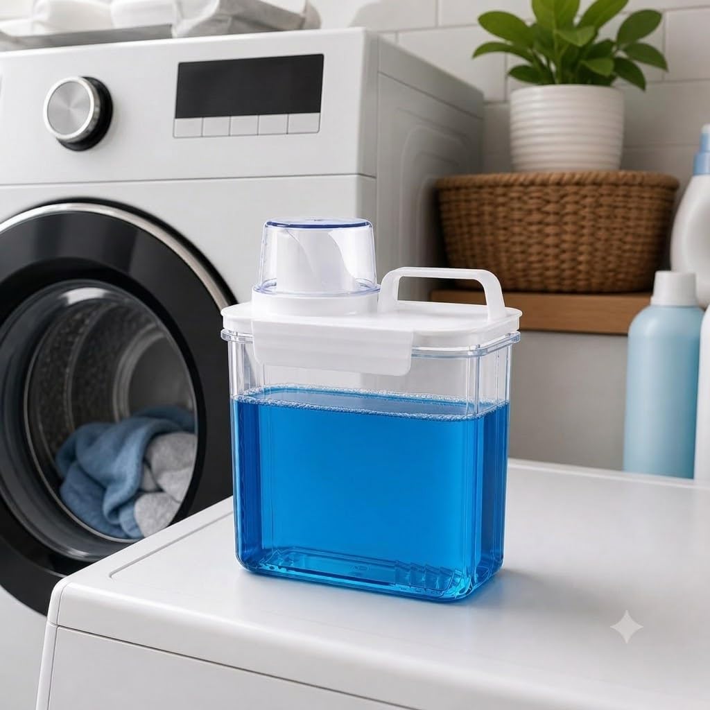 1100ml Laundry Detergent Dispenser with Measuring Cup | Airtight & Leakproof, Moisture-Proof Storage, Clear Container, Handle Included, Liquid & Powder Use-picture-21