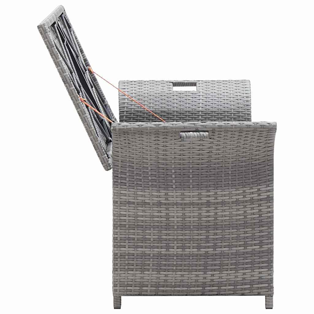 vidaXL Truhenbank mit Auflage Gartenbank Gartentruhe Kissentruhe Kissenbox Sitzbank Rattanbank Bank Box Auflagenbox Grau 138cm Poly Rattan