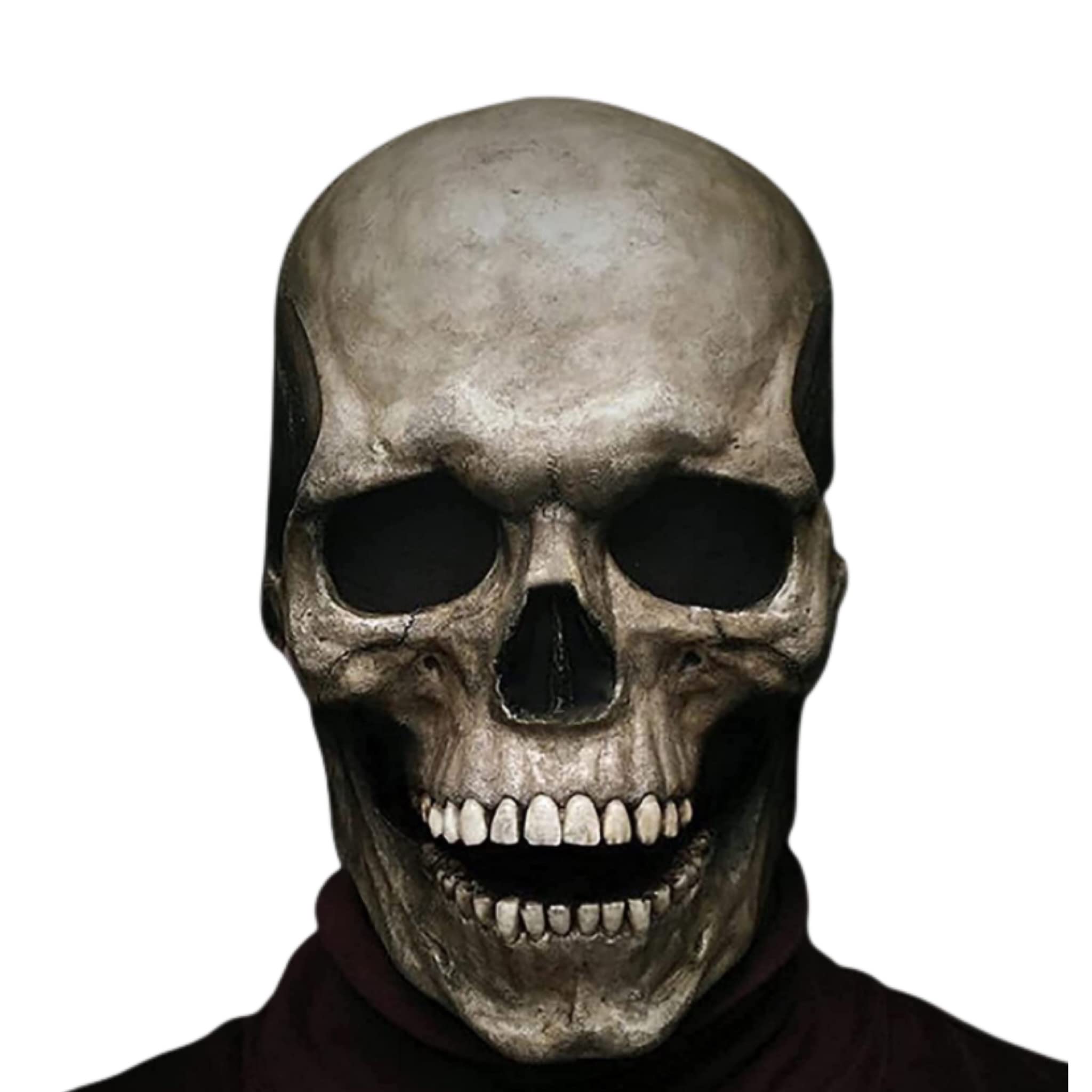 eBoutik  Halloween Spooky Full Head Mask - Creepy Moving Jaw Skull Mask - Perfect Horror Prop for Halloween Parties, Trick or Treat or Spooky Event