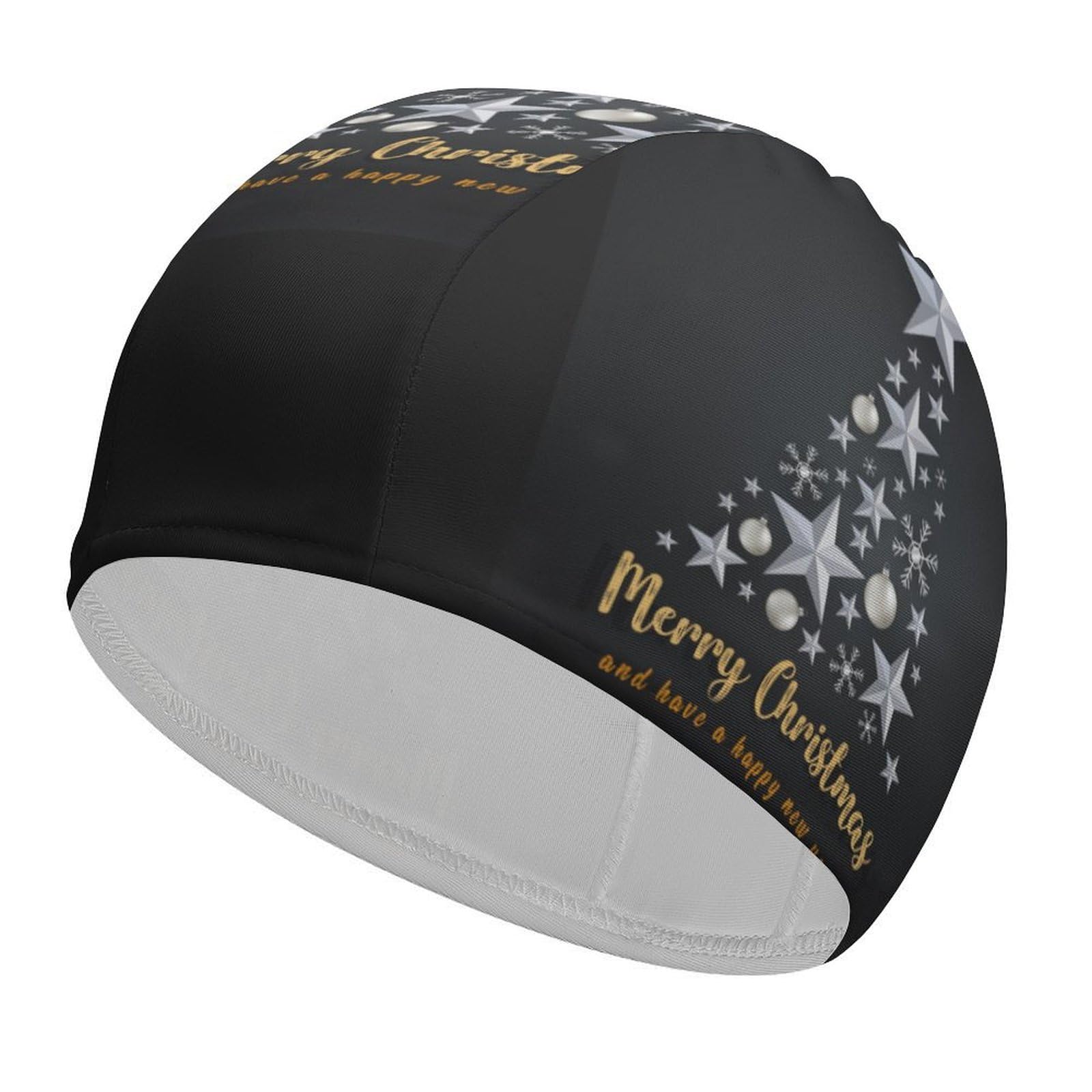 Happy New Year 5 Swim Cap for Women Men Waterproof Adults Swimming Caps Bathing Cap for Long Short Hair