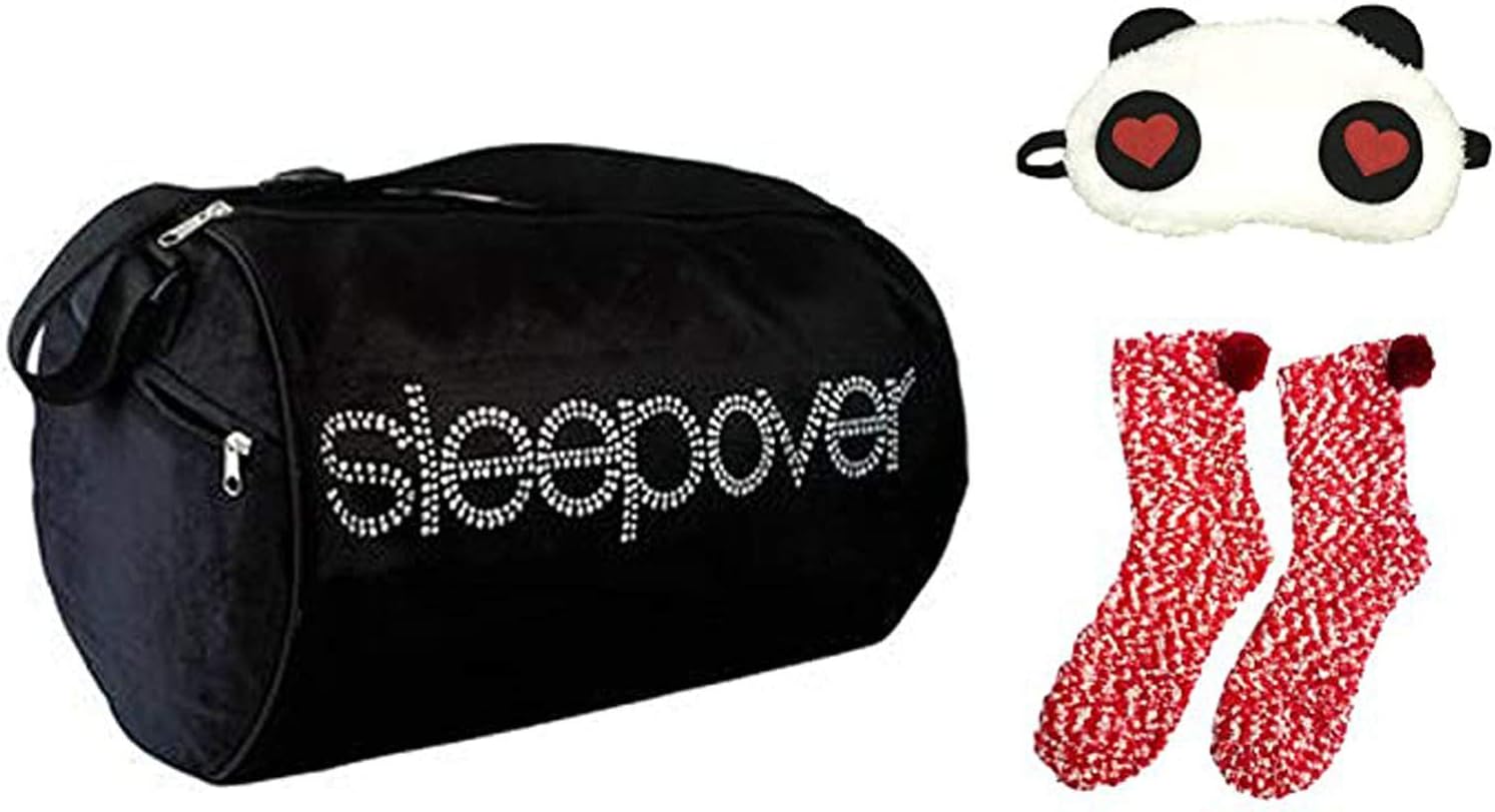 Fairytale Play Girls Duffle Bag with Eye Mask, Slippers for Age 5-10 (Black)