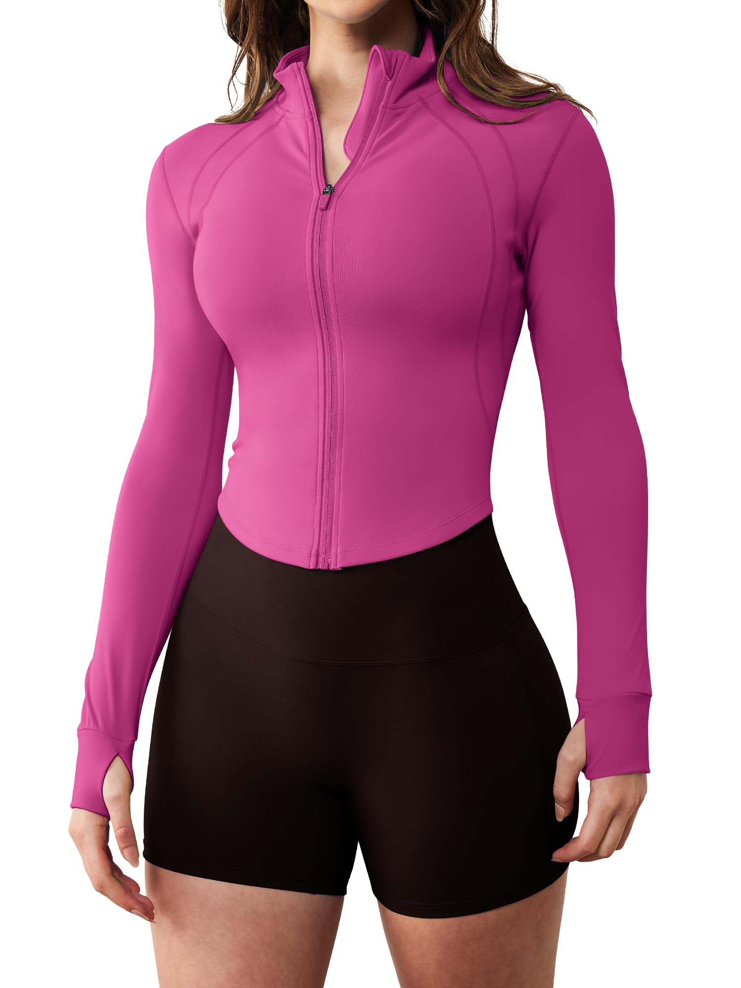 GYM RAINBOW Womens Zip Up Athletic Jacket Lightweight Contour Fit Gym Fitness Workout Jackets with Thumb Holes