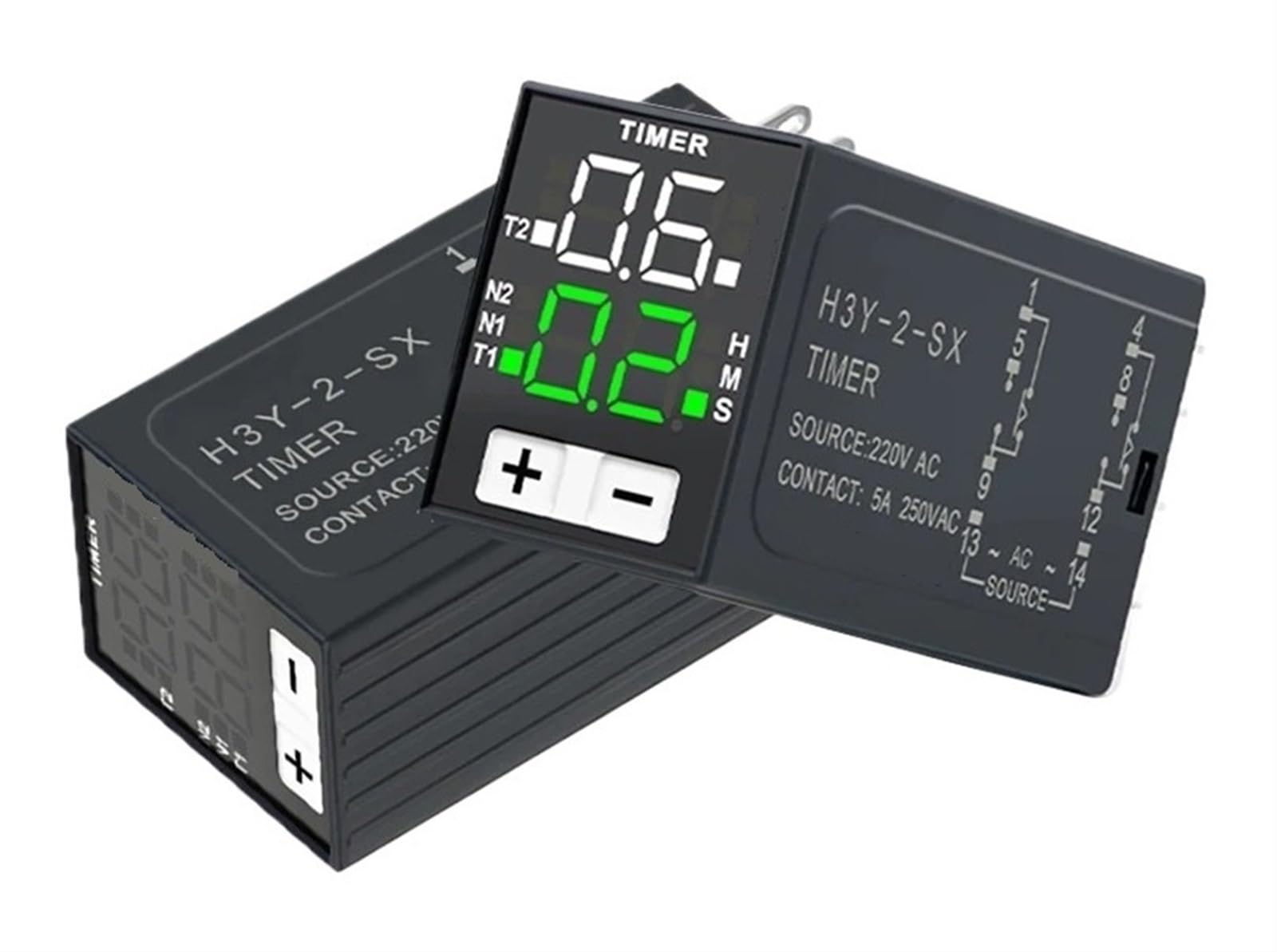 H3Y-2-SX Power-on Delay Drehknopf 0,1 S-99 H Zeitrelais DC12V 24V AC110V-220V Relais Netzteil Zubehör(DC24V)