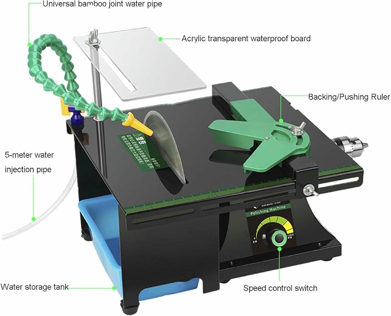 Machine À Polir Les Pierres Précieuses – Tampon De Roche Et Scie Lapidaire pour Couper Et Polir Les Pierres, Kit D'outils De Meulage Professionnel pour L'artisanat des Pierres Précieuses