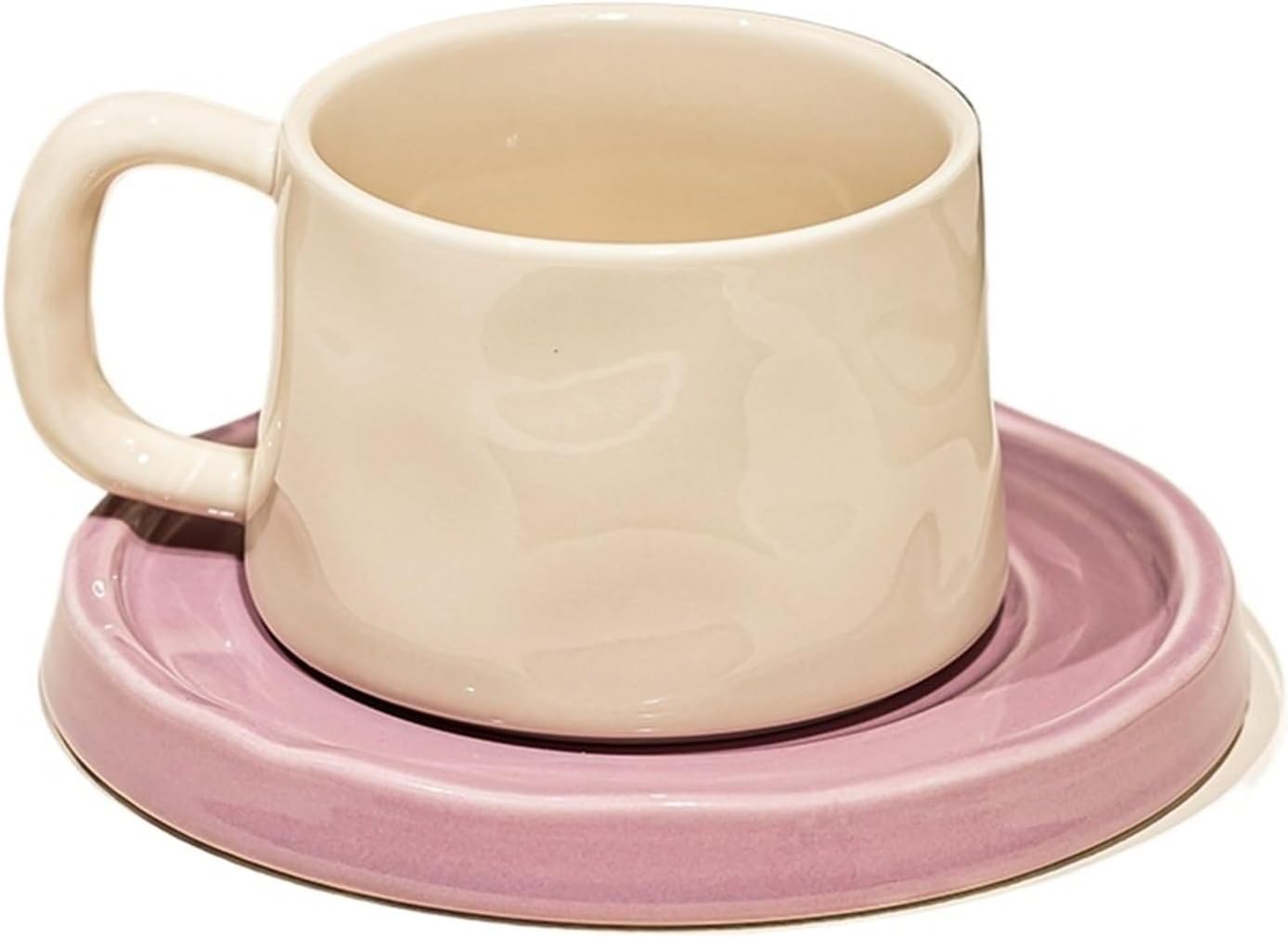 Tea Cup and Saucer Set Ceramic Mugs Retro Coffee Cups and Saucers Afternoon Teacup Breakfast Milk Mug Office Water Cups(White Cup Saucer)