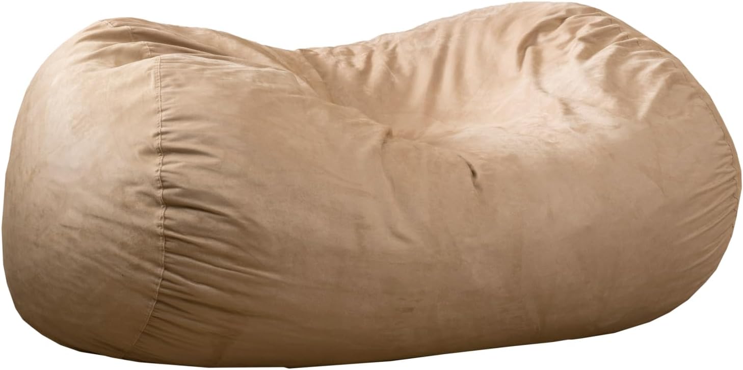 Marlin 6.5 Foot Suede Cylindrical Bean Bag, Tuscany - Microfiber Cozy Design Living Room, Bedroom Comfort