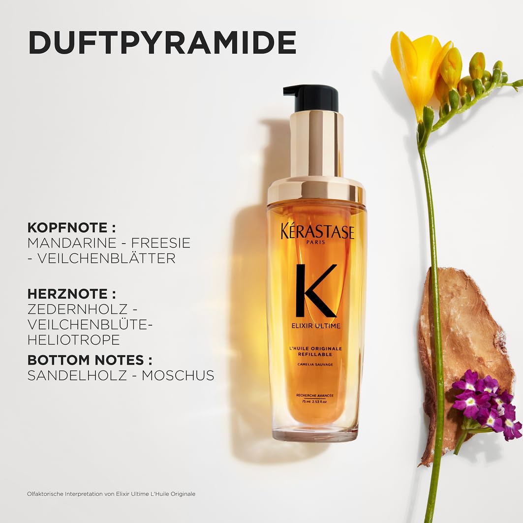Kérastase Haaröl für trockenes Haar, Pflegend und nährend für mehr Glanz, Hitzeschutz und Anti-Frizz, Nachfüllpackung, Huile Originale Elixir Ultime
