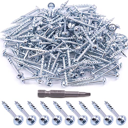 Glarks 160Pcs Pocket Hole Screw Set 8 Size Square Drive Self Tapping Coarse Fine thread Screws Assortment Kit for Wood and Sheet Metal (#8x1-1/2 Coarse thread)