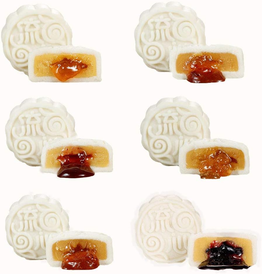 OUYANGHENGZHI Asian Food Snowy Mooncake Ice Moon Cake Mixed Flavor Bing Pi Yue Bing 冰皮月饼 6 PCS