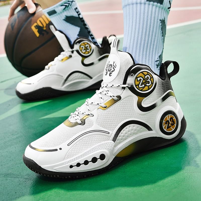 Zapatillas de Baloncesto caña Alta for Hombre, Antideslizantes, Resistentes al Desgaste, con absorción Impactos, Ligeras, for Entrenamiento Deportivo Zapatos para Caminar