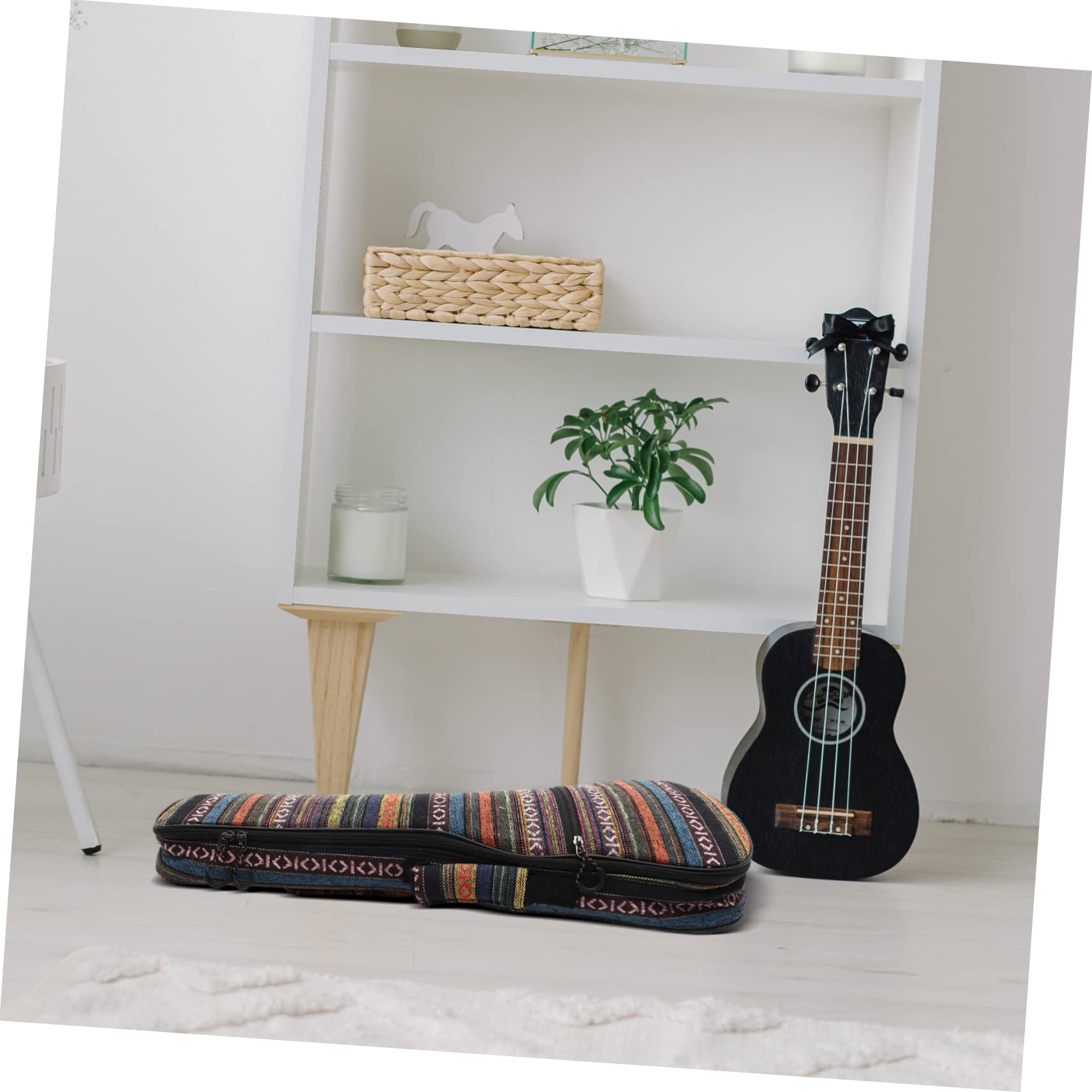 Funda Acolchada para Ukelele de Concierto, Mochila Ligera y Plegable de Poliéster y Algodón, Bolsillo Cremallera para Transporte