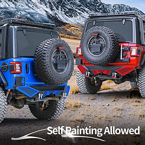 Image of OEDRO Rear Bumper Combo Compatible with 2018-2026 Jeep Wrangler JL & Unlimited JLU (2 /4 Doors),Off Road Full Width with Hitch Receiver & D-Rings & Paintable Armor