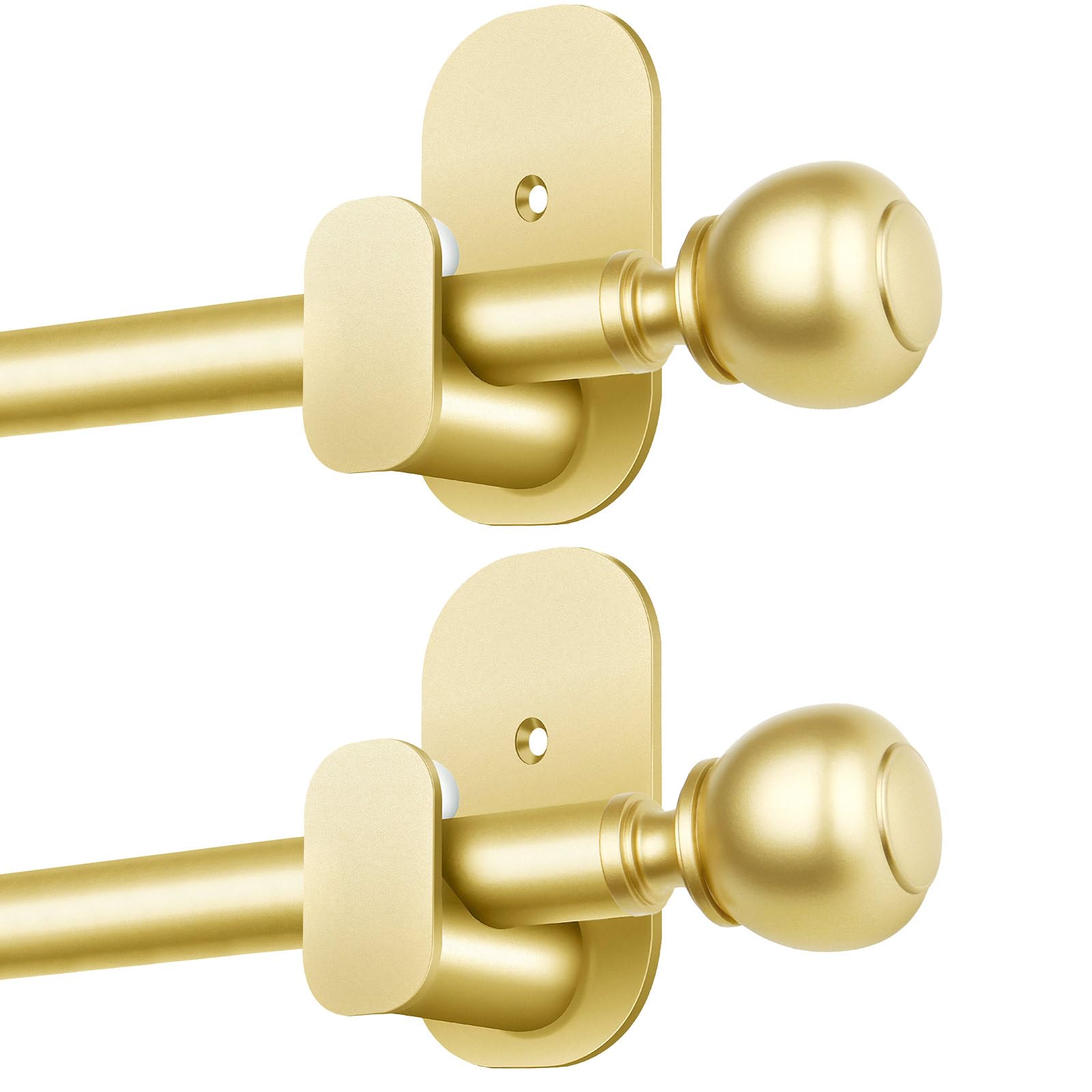USFOOK Curtain Rods No Drilling, 5/8 Inch Adhesive Curtain Rod for Windows, Gold