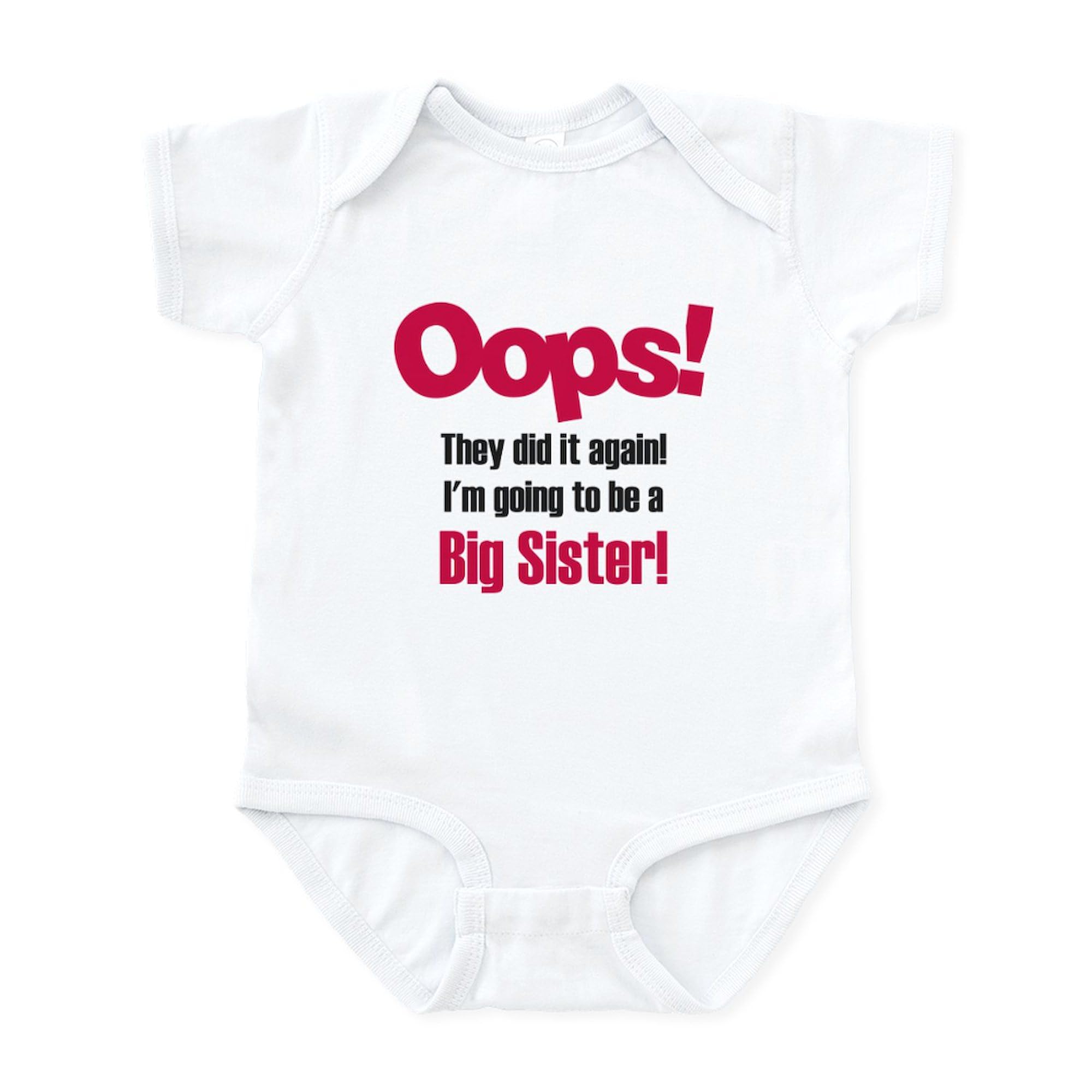 CafePress Oops Big Sister Infant Bodysuit Cute Infant Bodysuit Baby Romper Cloud White