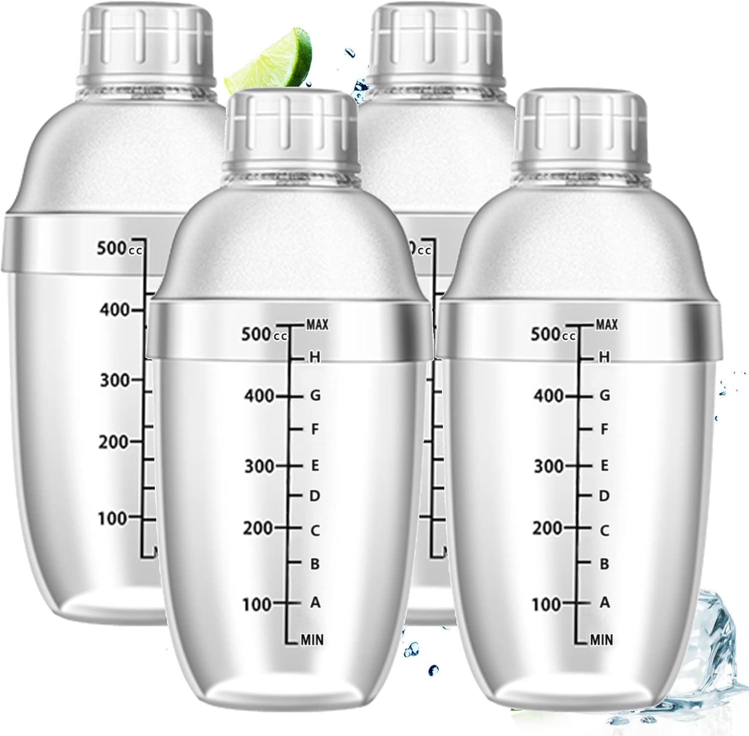 Amazon.com: 4pcs 500ml/17oz Plastic Cocktail Shaker with Scale and ...