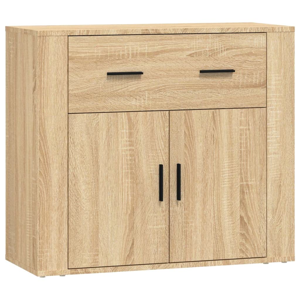 Kredens zestaw 3 szt. dąb Sonoma materiał drewnopochodny, 80 x 33 x 70 cm, uniwersalna przestrzeń do przechowywania, szafa do salonu, kuchni, korytarza, nowoczesny design, trwała i odporna na