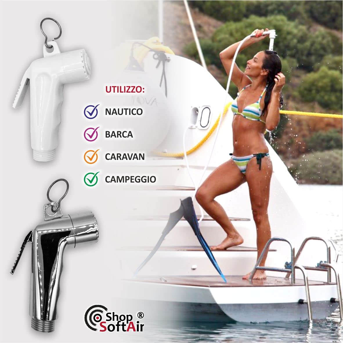 Douchette Blanche Ou Chromée En ABS Pour Bateau, Camping-car - Fabriqué En Italie