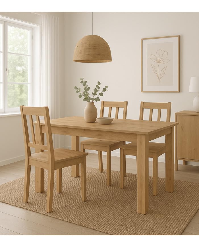 Home Heavenly® Mesa de Comedor Extensible Nerea – Laminado Resistente – Extensión Central de 120 a 160 cm – Diseño Moderno y Fácil de Limpiar – 120/160x80x76 cm – Mesa Rectangular Color Roble Artisan
