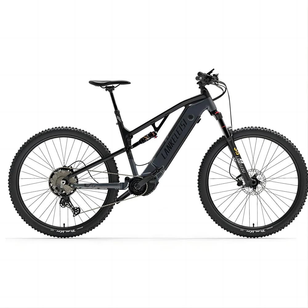 LANKELEISI GT800 E Bike Herren Mountainbike 29 Zoll Fully Mittelmotor Grau | 12 Gang Schaltwerk, 48V 20Ah Akku, Hydraulische Scheibenbremsen, Pedelec, Elektrofahrrad für Damen und Herren, MTB