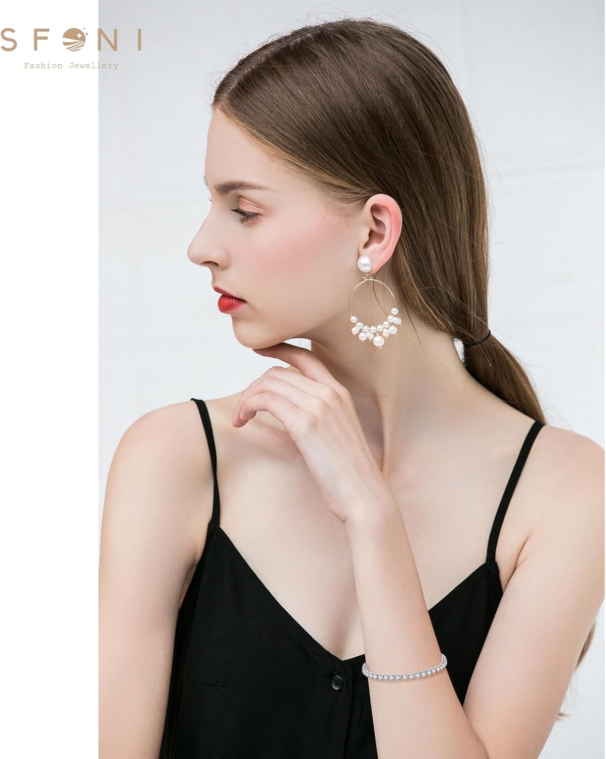 Sfoni Birthstone Bracelet for Women, Silver Sparkly Tennis Bracelet with Cubic Zirconia Adjustable Slider Bracelets Birthday Anniversary Graduation Valentine's Day Mother's Day Gifts for Her Him - Image 5