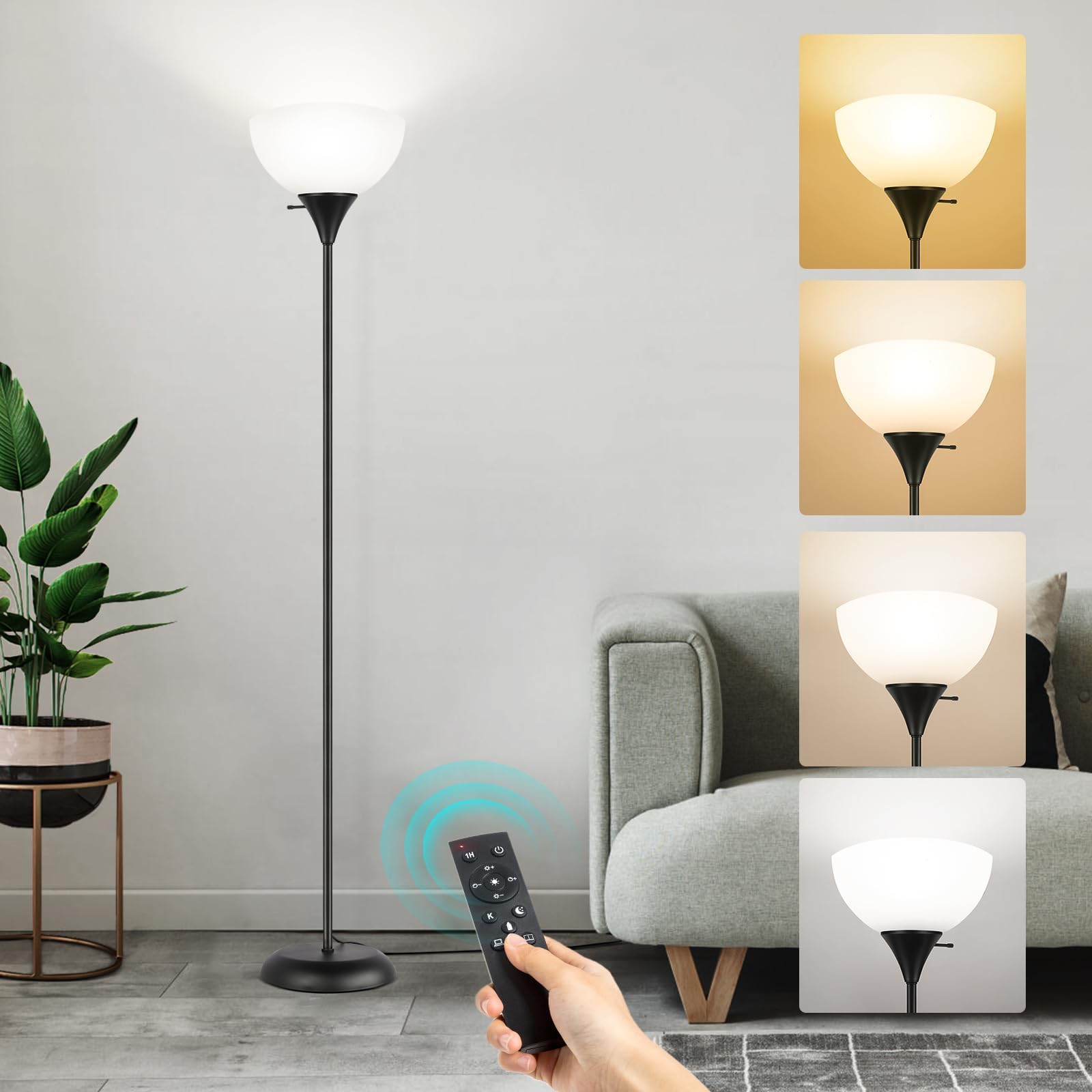 OUTON Dimmable Upligther Floor Lamp with Remote Control, 3000K6000K