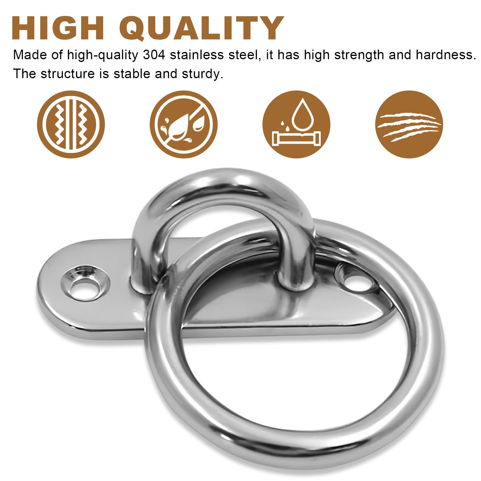 4 Pezzi Anellos per Legare Cavalli, Acciaio Inossidabile 304 Anello per Legare il Cavallo, Anello Metallico Ad Occhiello in Acciaio Inox Spessore 5 mm, Adatto per Scuderie, Studi di Yoga