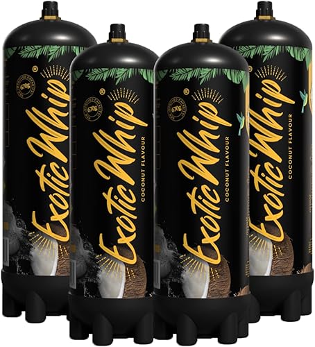 Exotic Whip - Cargadores de crema con sabor a coco, tanque de óxido nitroso desechable de 22.58 oz para dispensador de crema batida, recipiente de